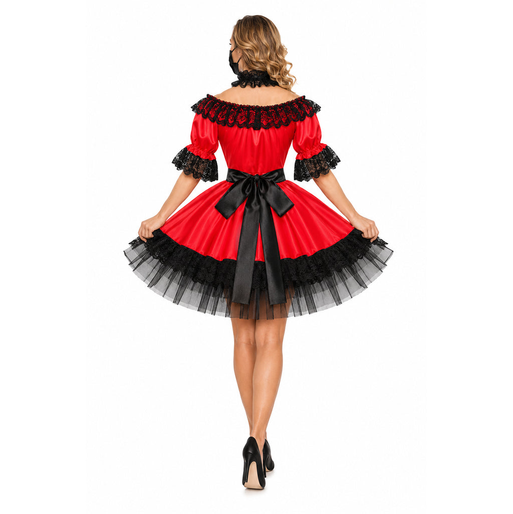 rotes Satinkleid G467