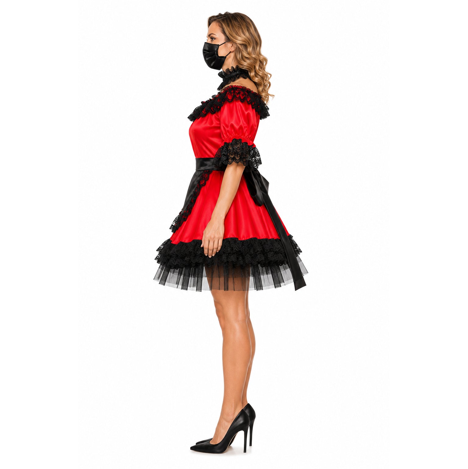 rotes Satinkleid G467