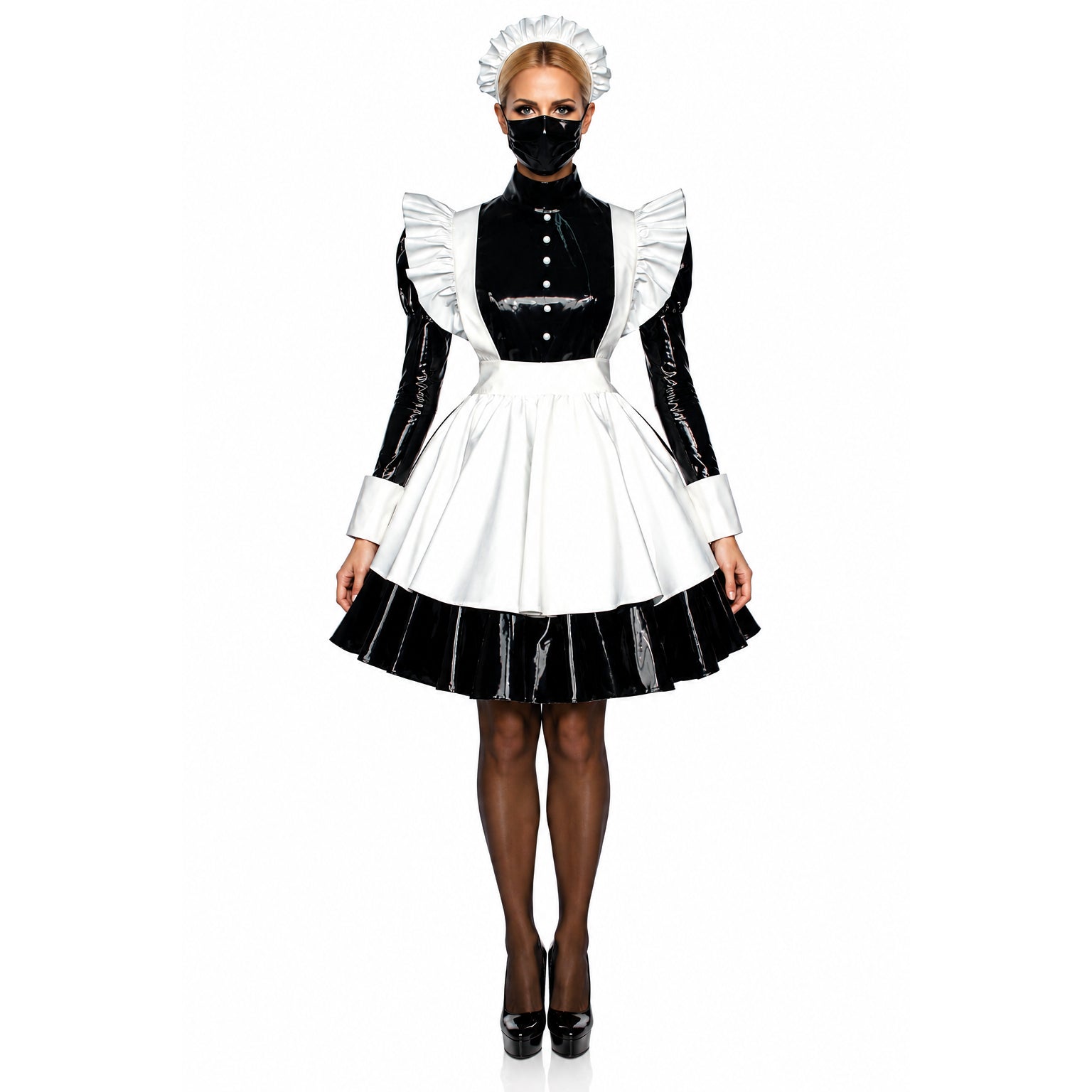 schwarzes Satin-Kleid G473