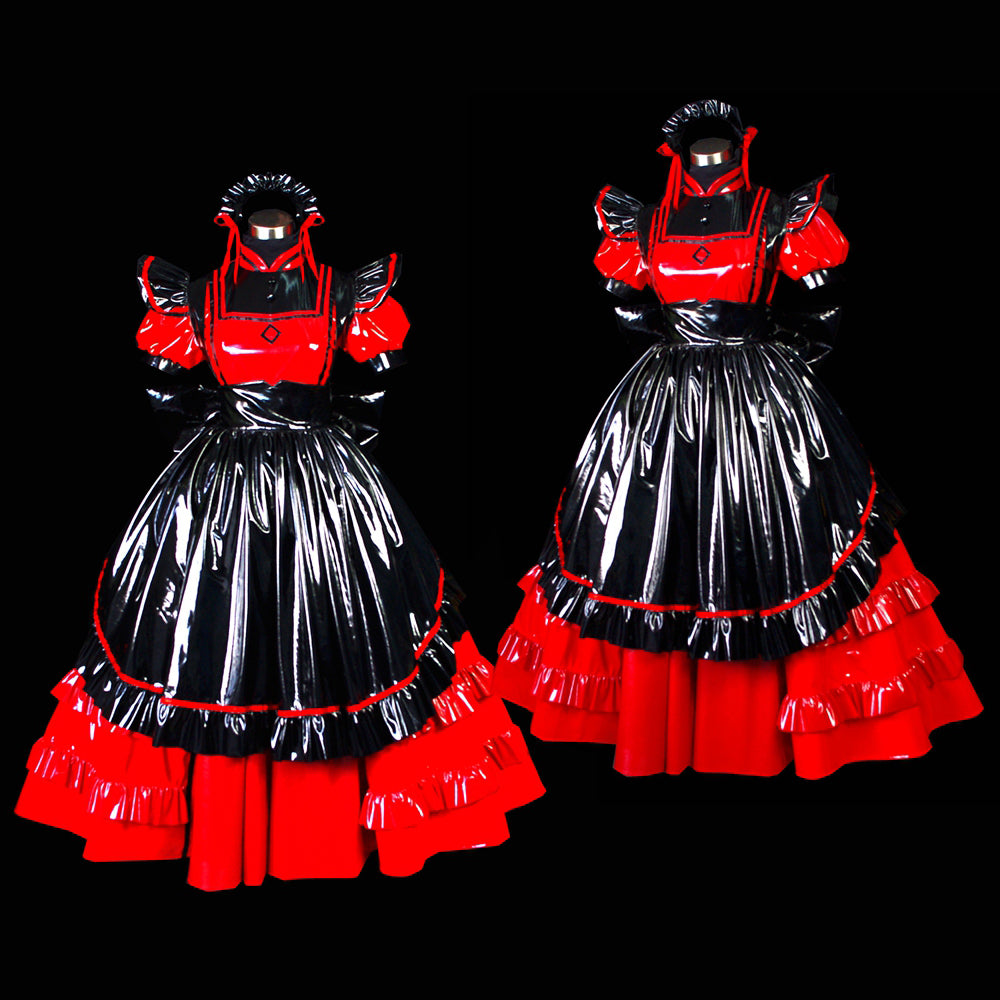 rotes enges PVC-Kleid G476