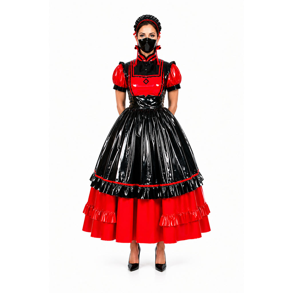 rotes enges PVC-Kleid G476