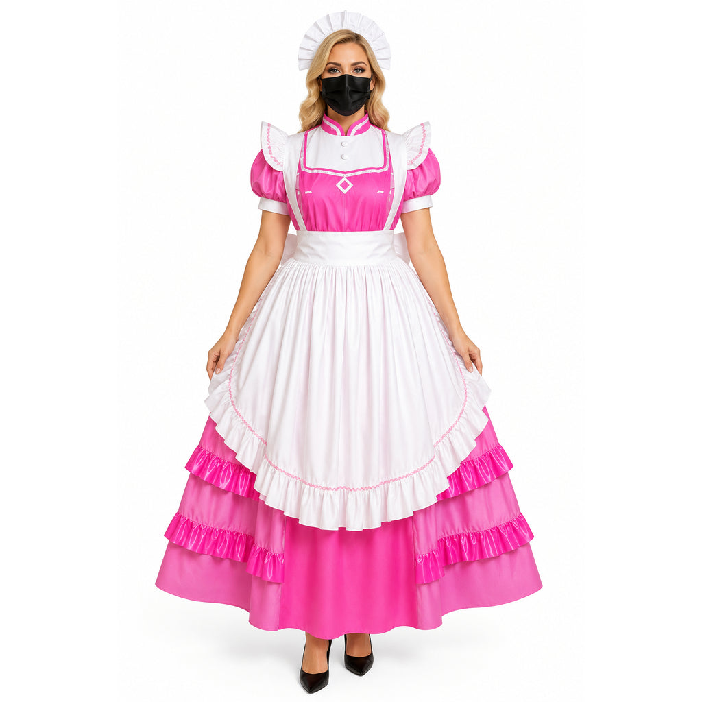 Rosa dünnes PVC-Kleid G477