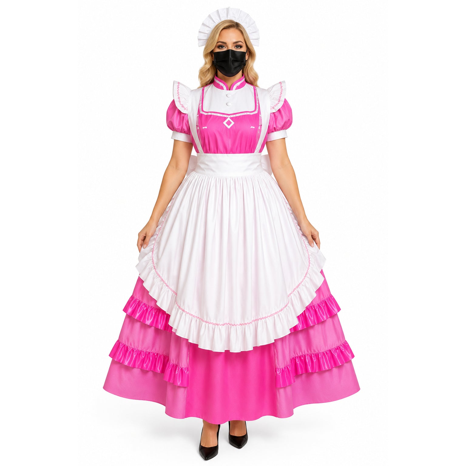 Rosa dünnes PVC-Kleid G477