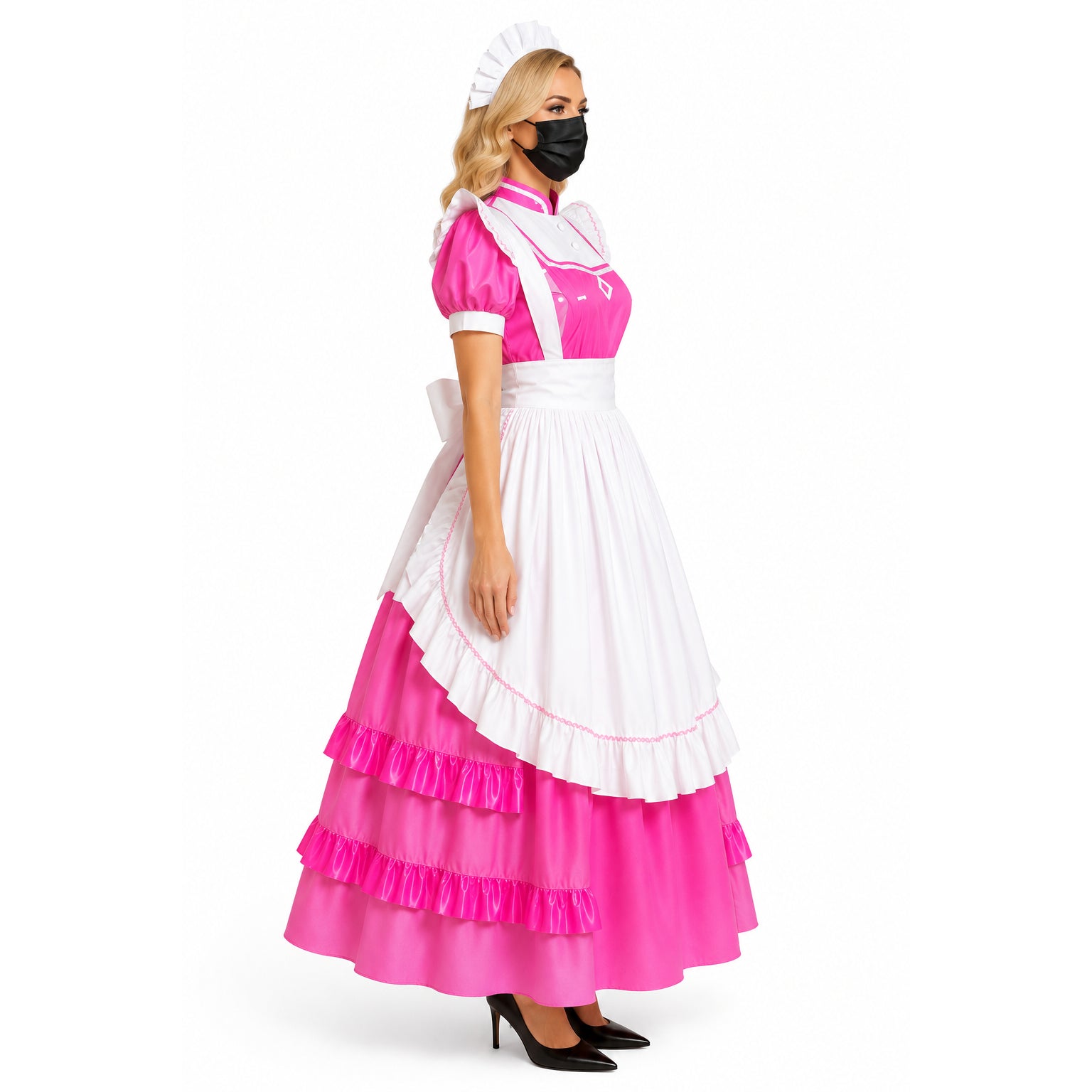 Rosa dünnes PVC-Kleid G477