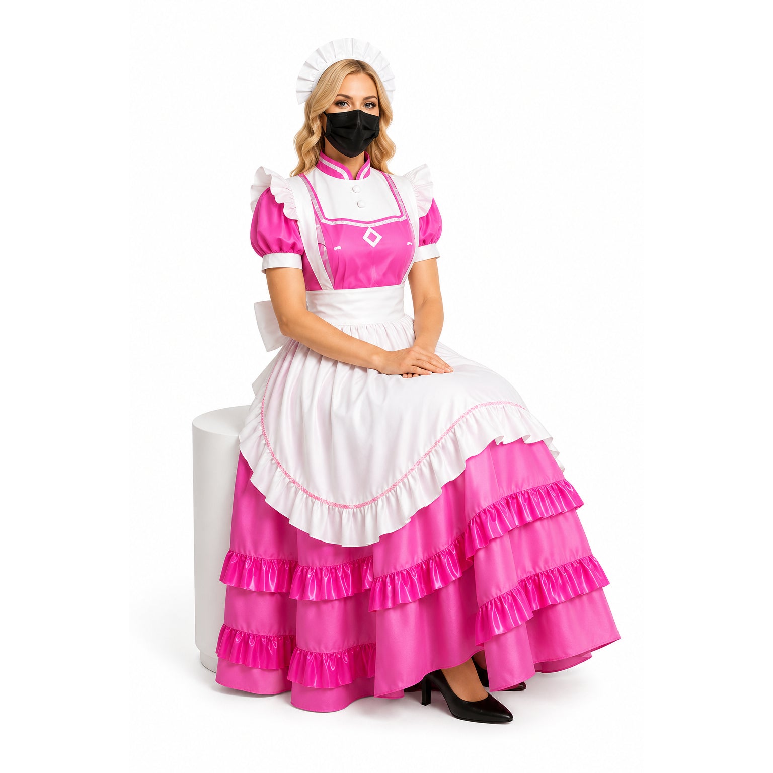 Rosa dünnes PVC-Kleid G477