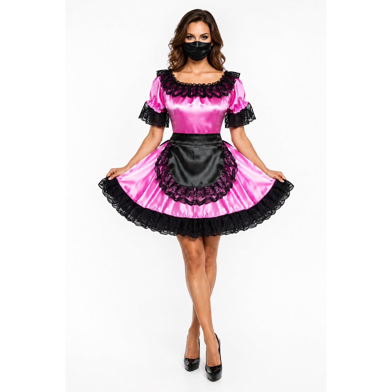 rosa Satin-Kleid G478