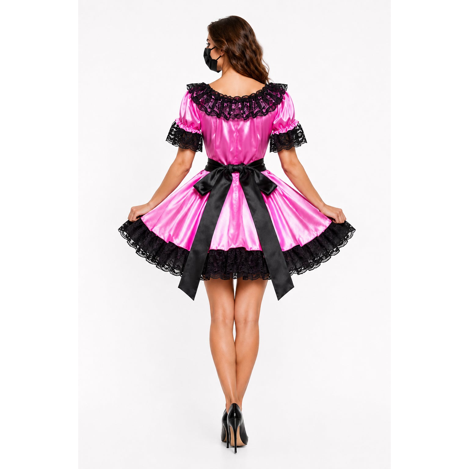 rosa Satin-Kleid G478
