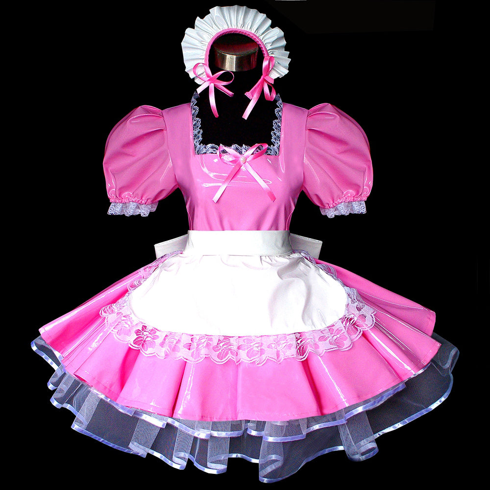pinkes, dünnes PVC-Kleid G489