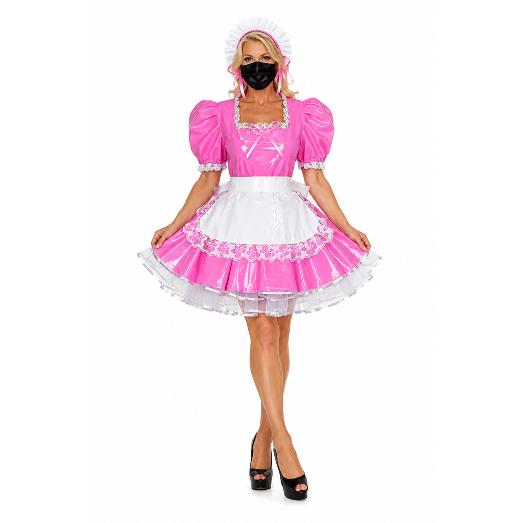 pinkes, dünnes PVC-Kleid G489