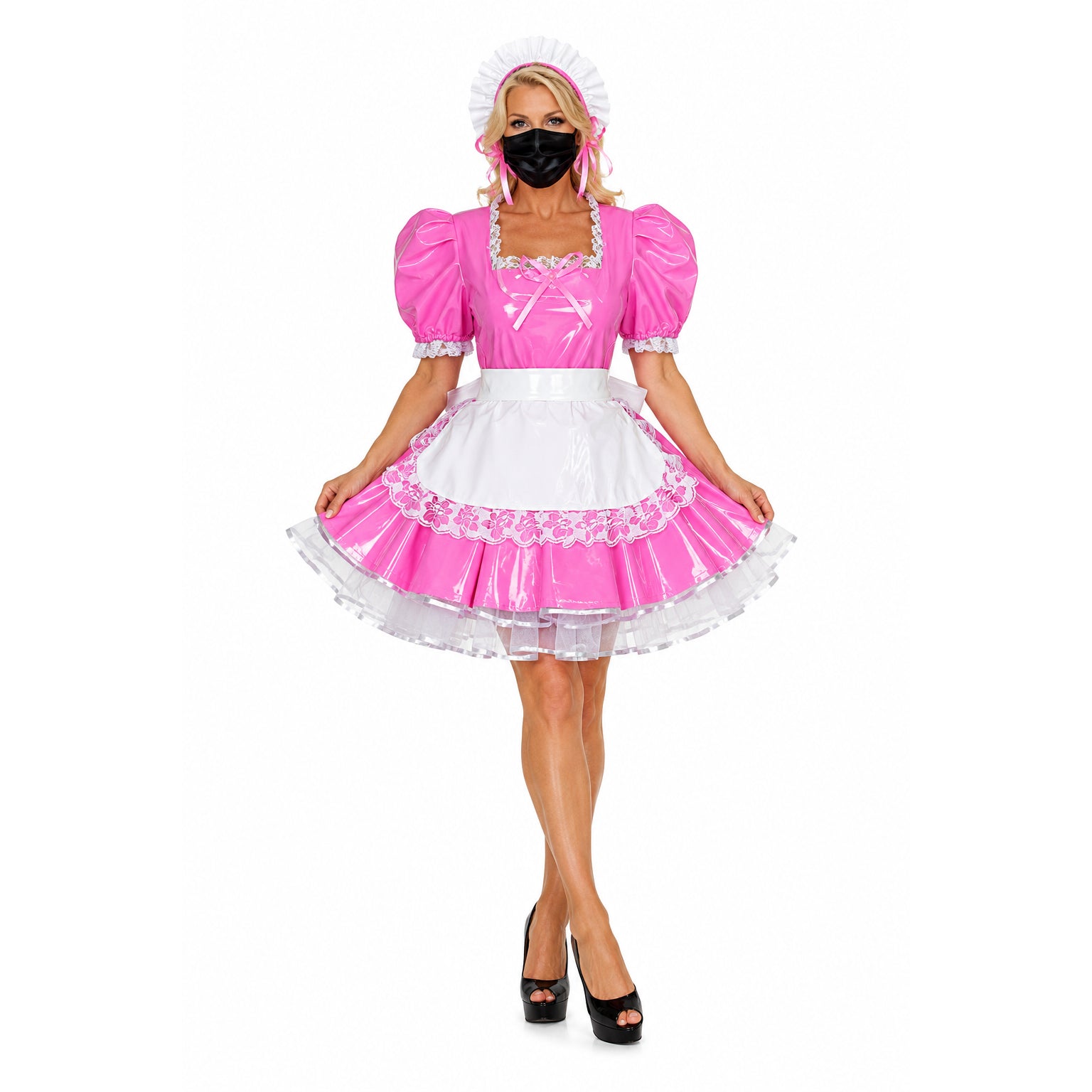 pinkes, dünnes PVC-Kleid G489