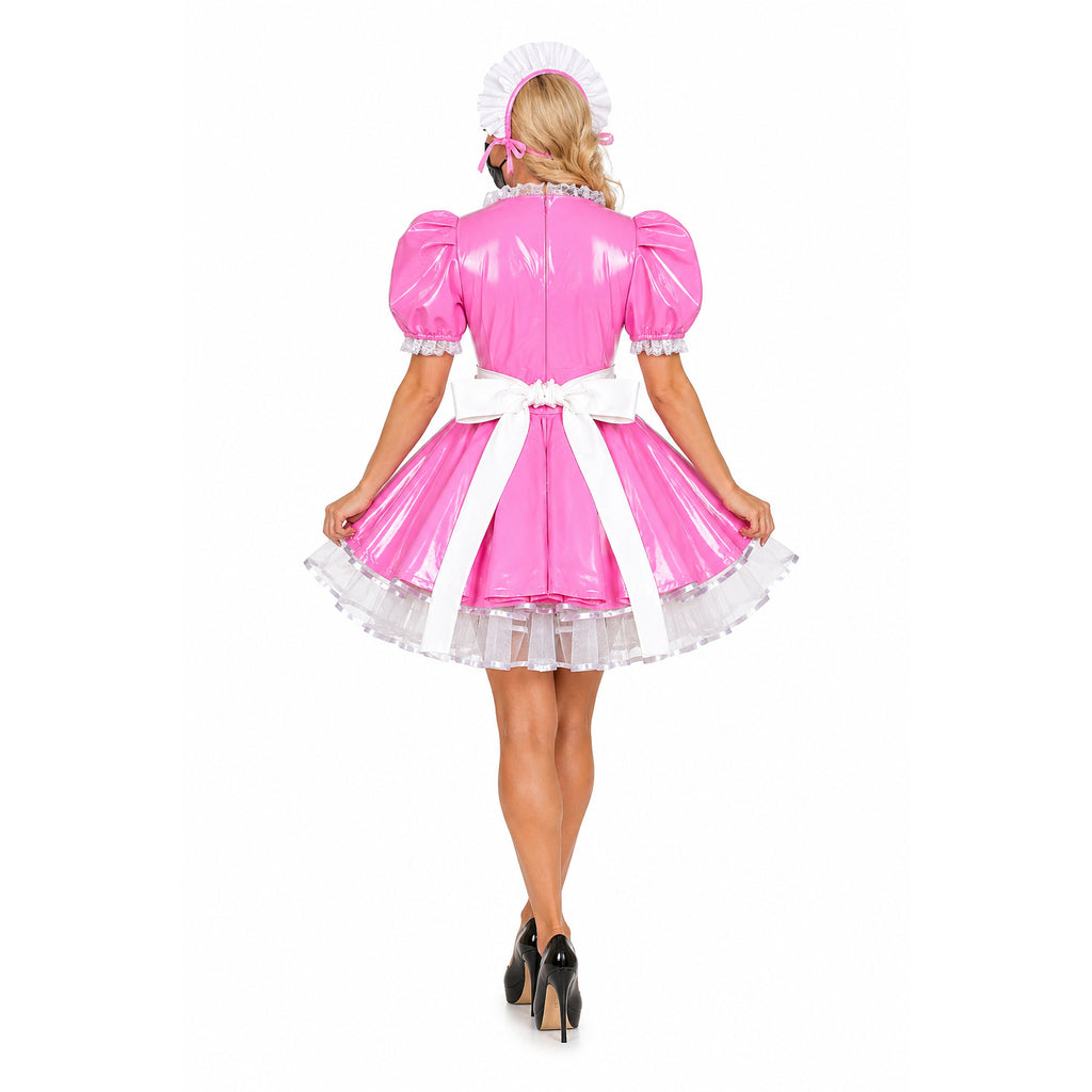 pinkes, dünnes PVC-Kleid G489