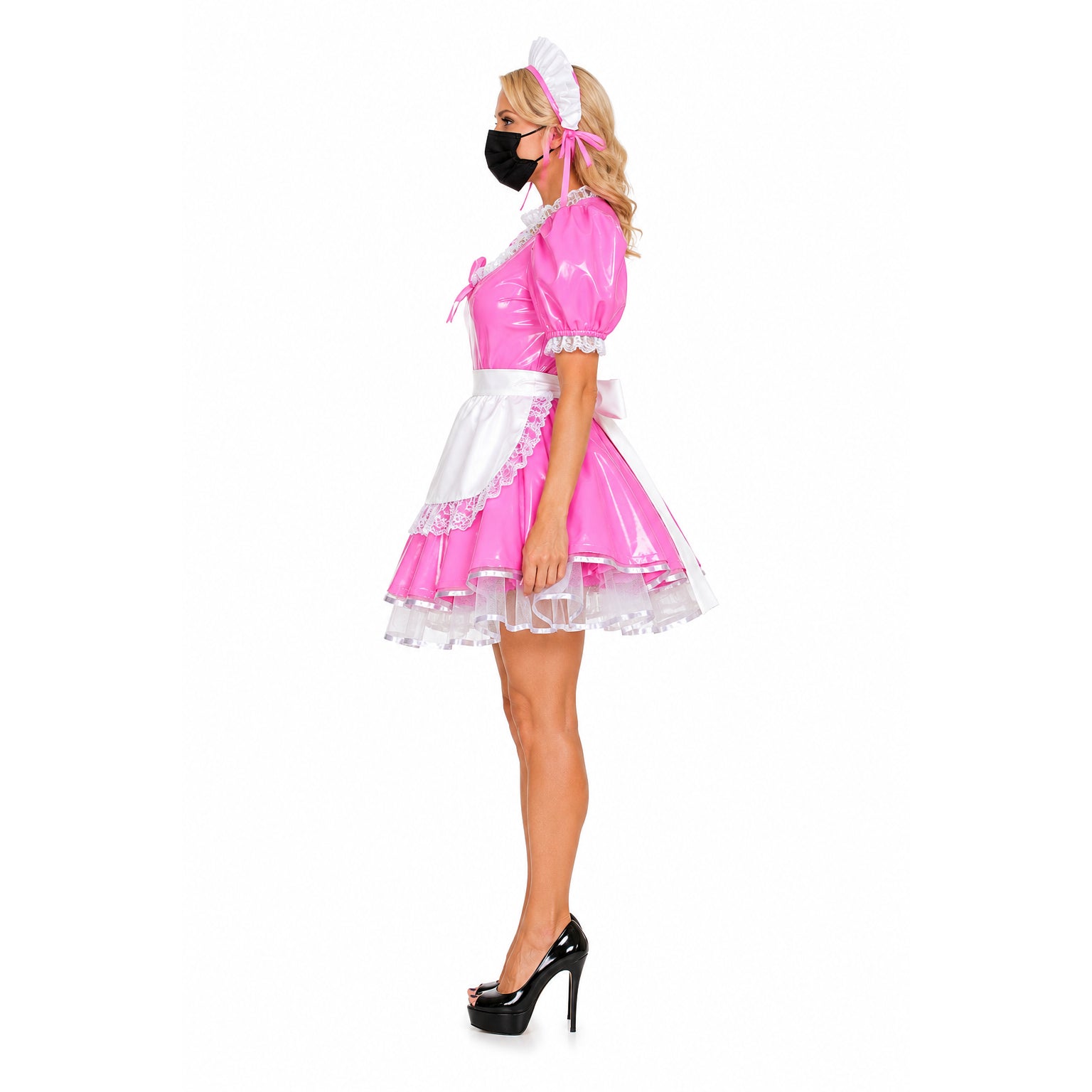 pinkes, dünnes PVC-Kleid G489