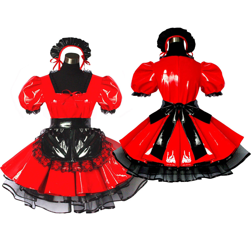 rotes dünnes PVC-Kleid G491