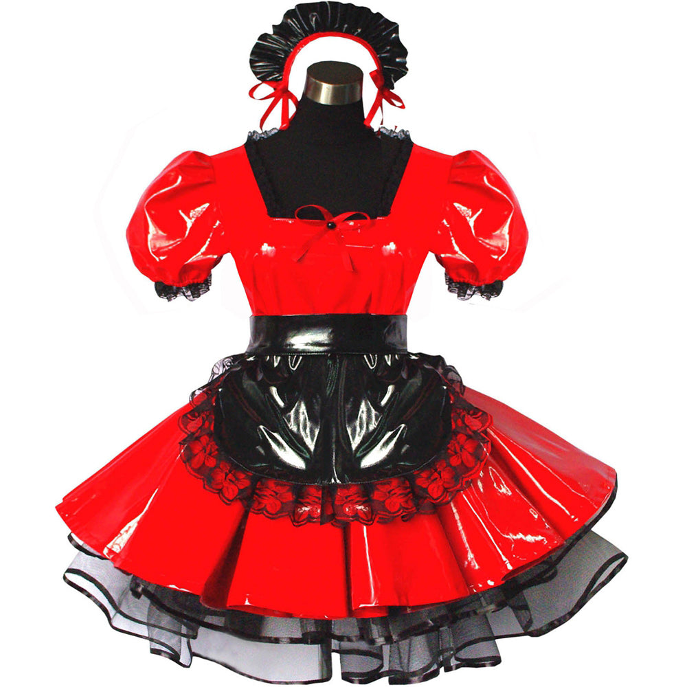 rotes dünnes PVC-Kleid G491