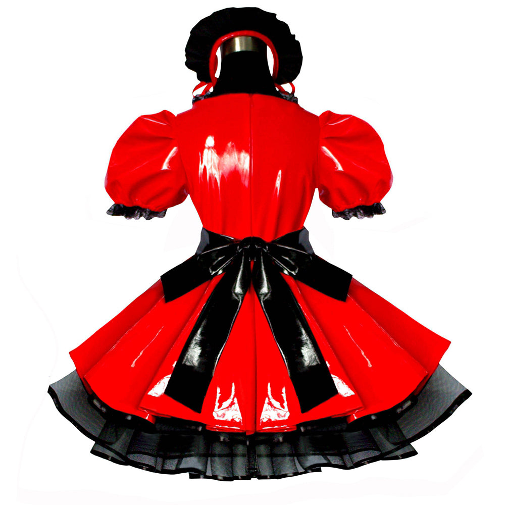 rotes dünnes PVC-Kleid G491