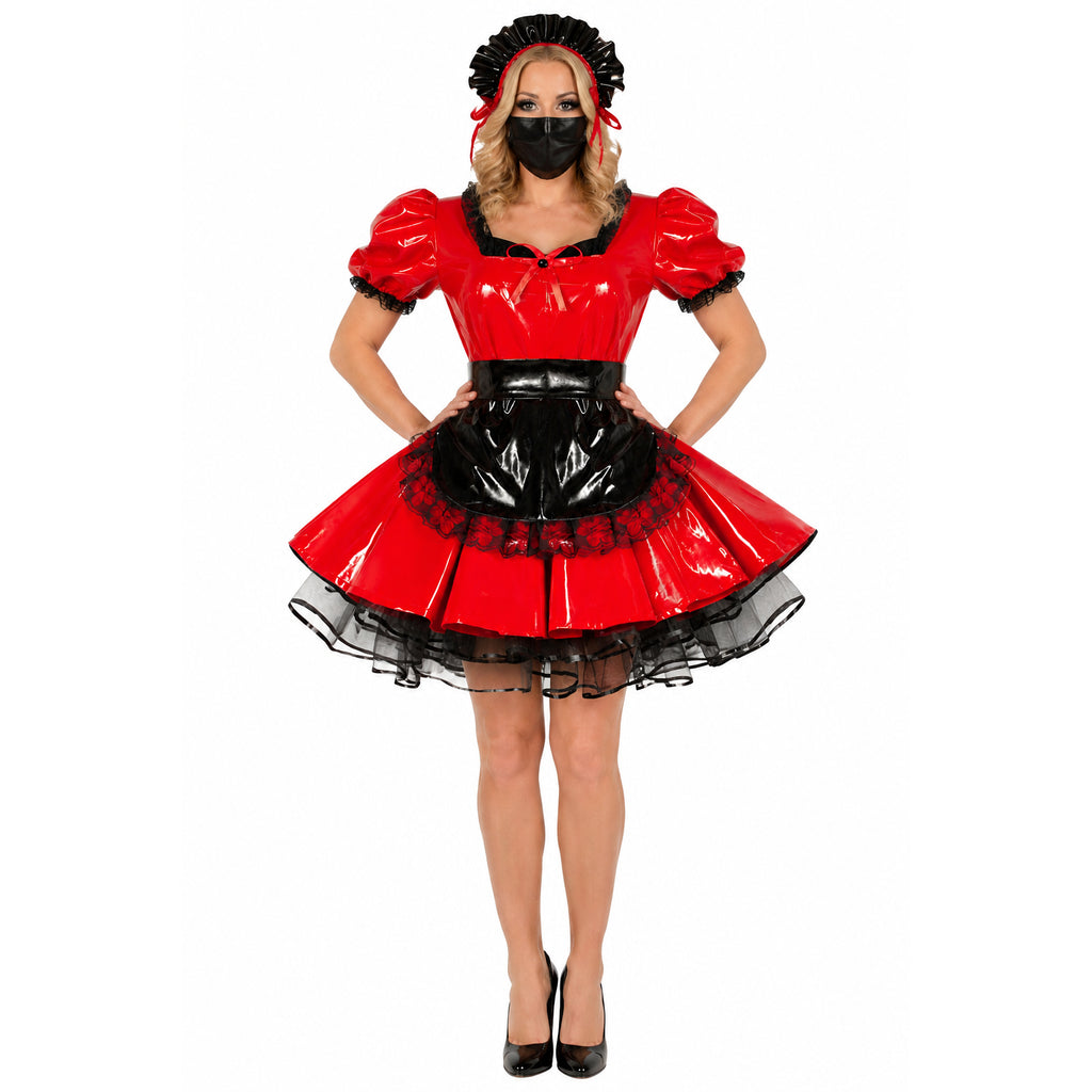 rotes dünnes PVC-Kleid G491