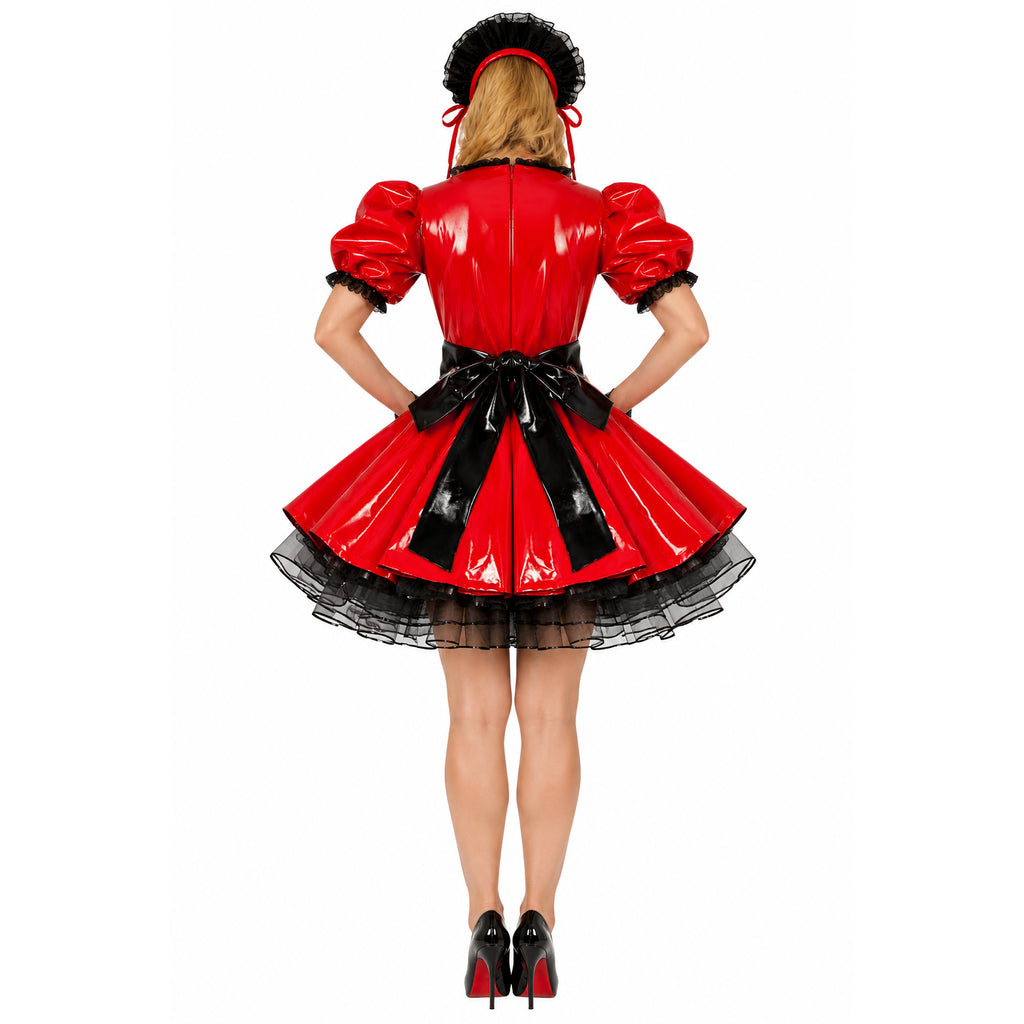 rotes dünnes PVC-Kleid G491