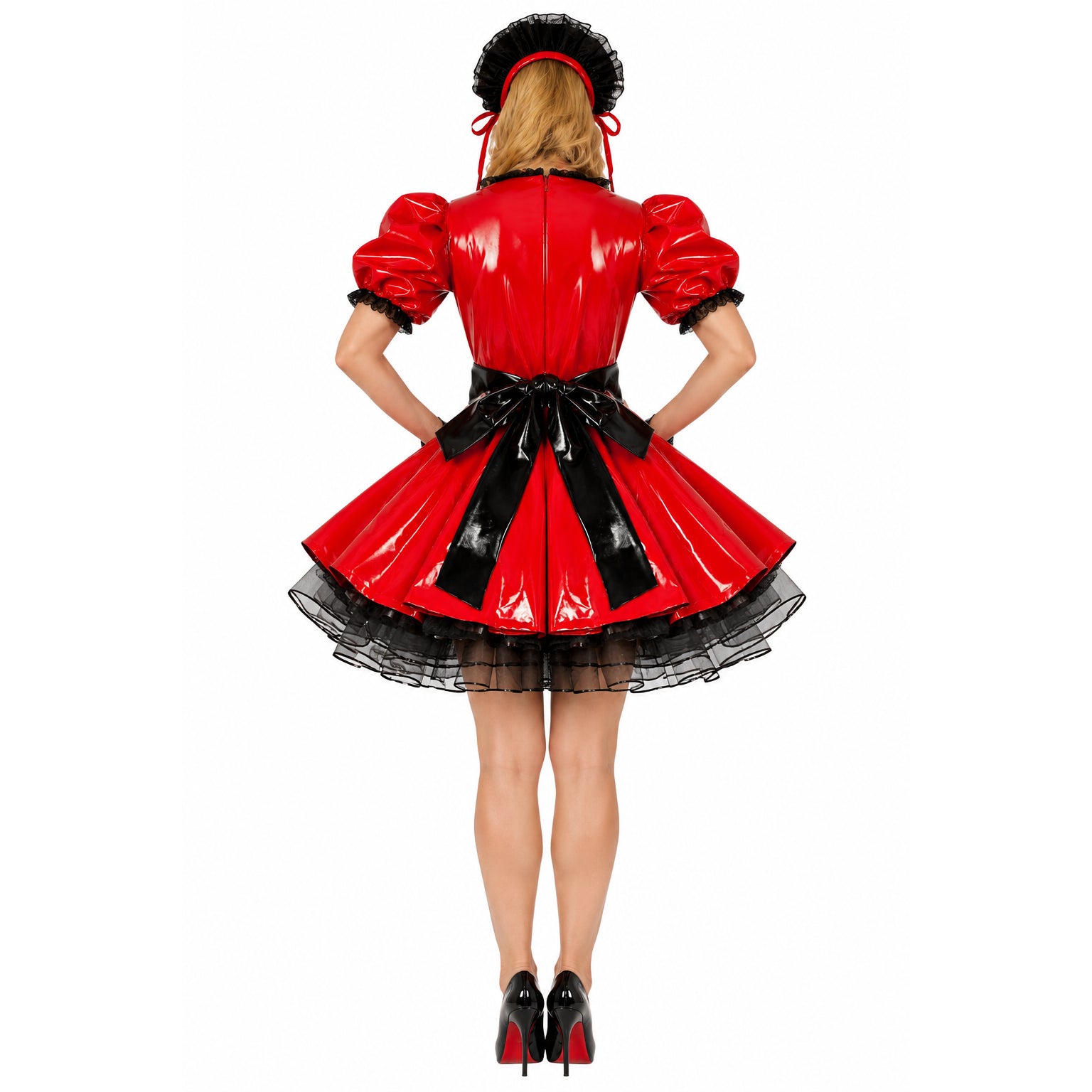 rotes dünnes PVC-Kleid G491
