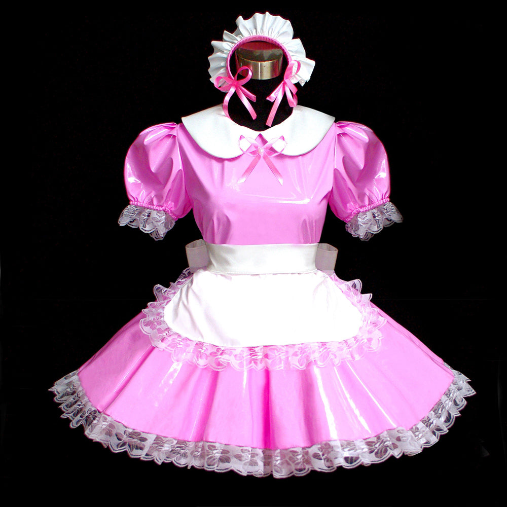 rosa dünnes PVC-Kleid G495