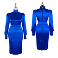blaues Satin-Kleid G501