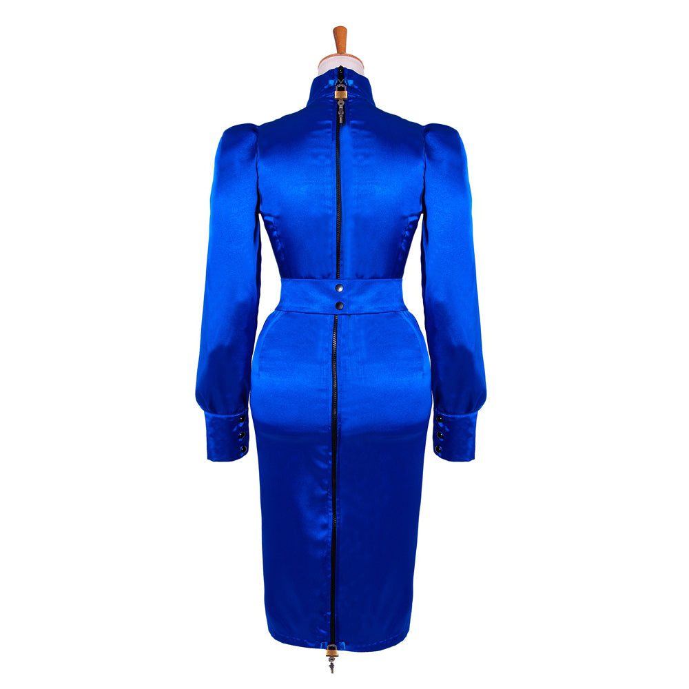 blaues Satin-Kleid G501