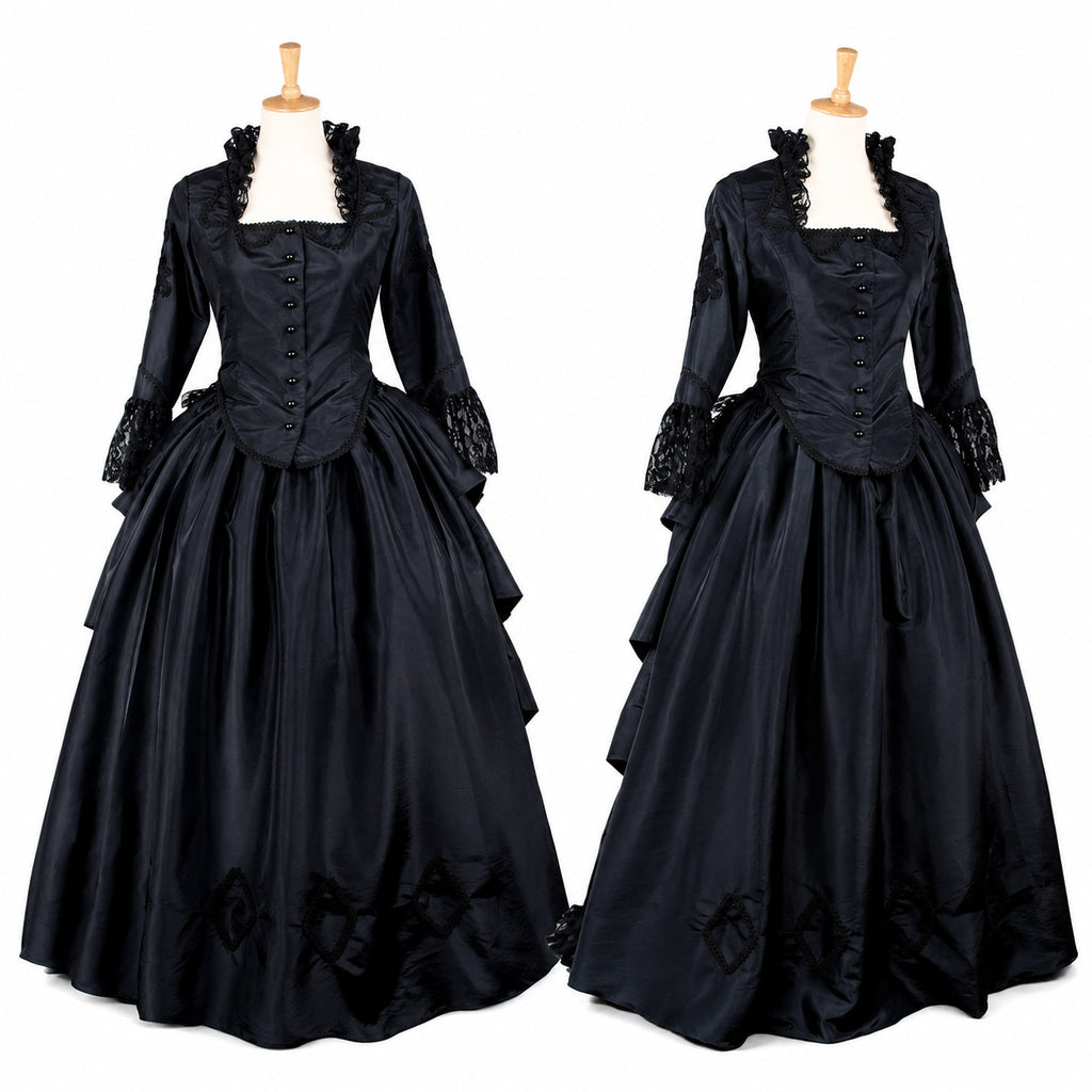 Black Victorian Gothic Bustle Dress G503