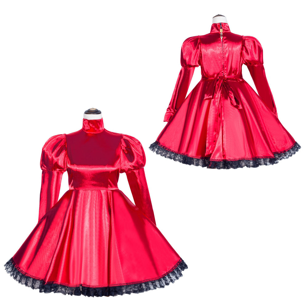 rotes Satinkleid G504