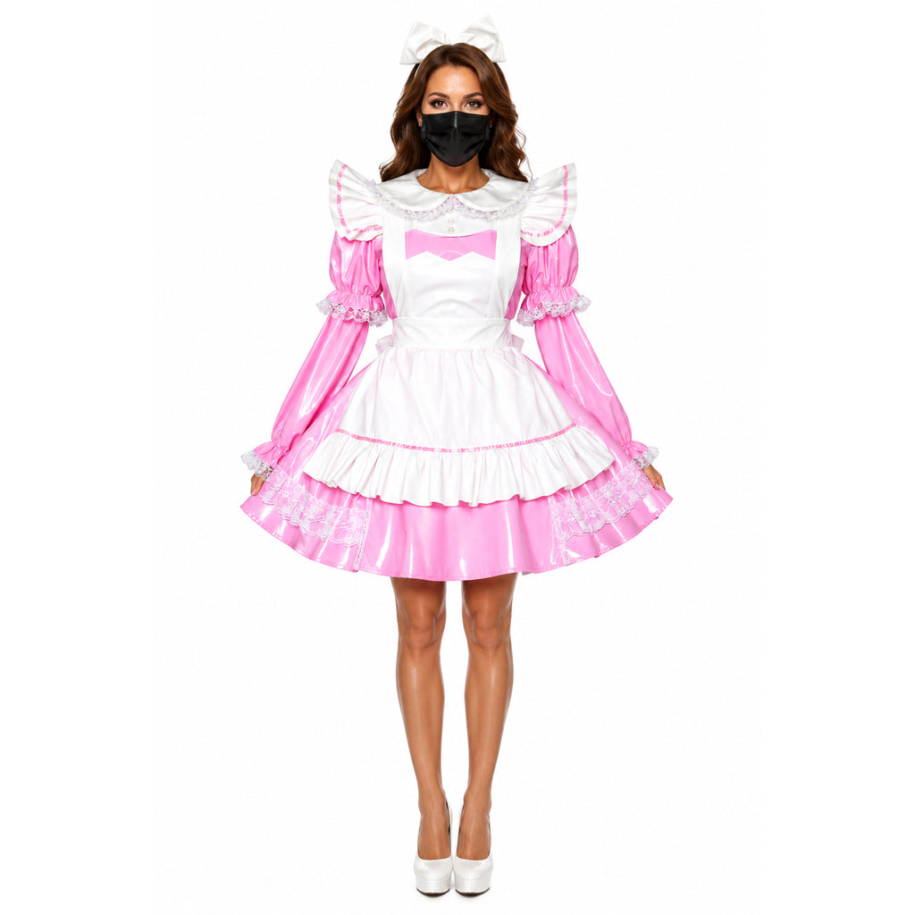 pinkes, dünnes PVC-Kleid G507