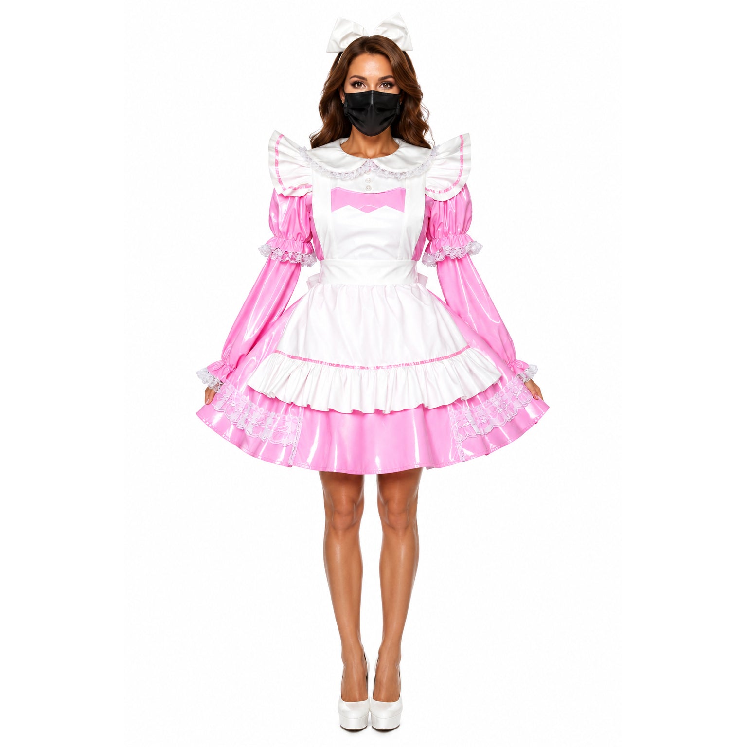 pinkes, dünnes PVC-Kleid G507