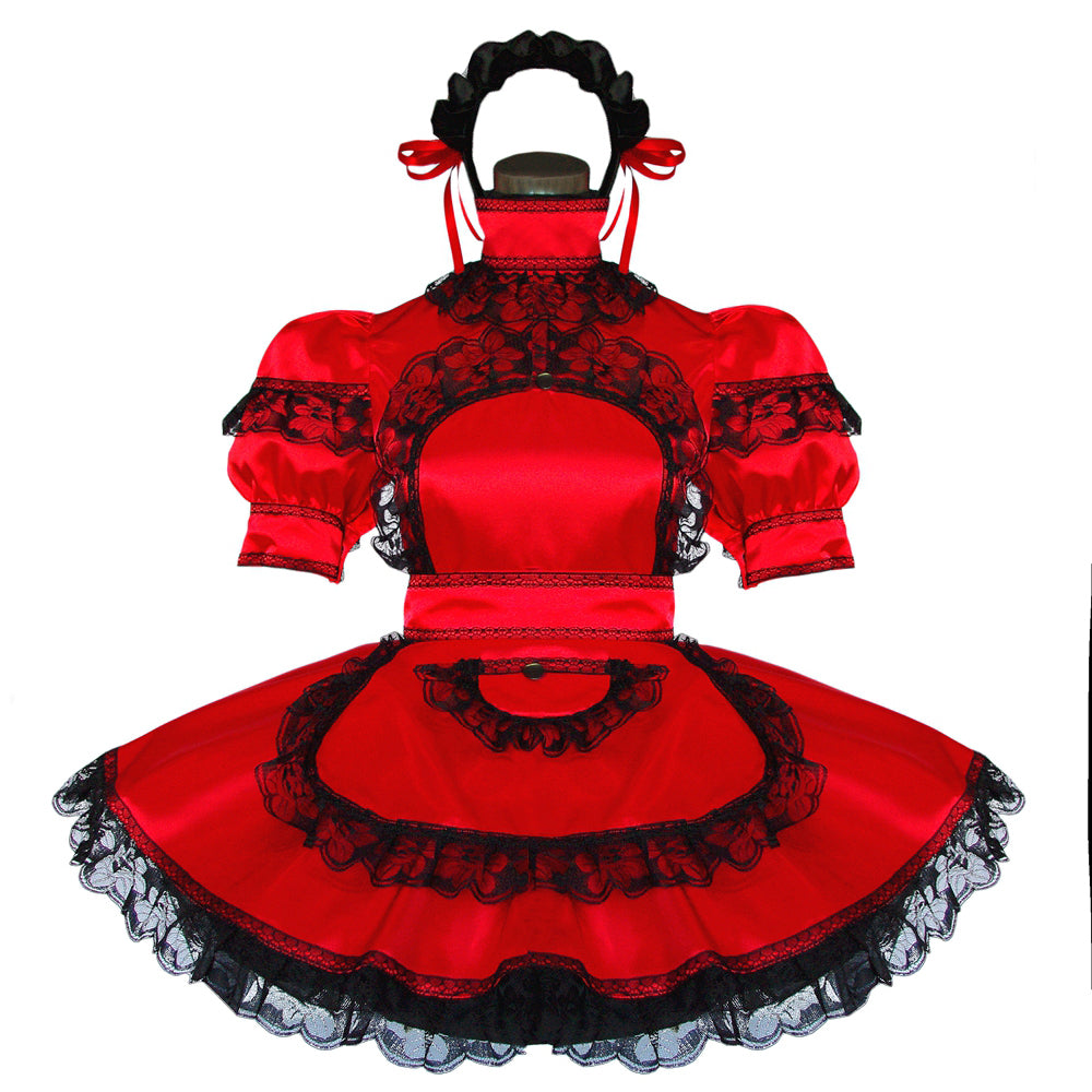 rotes Satinkleid G508