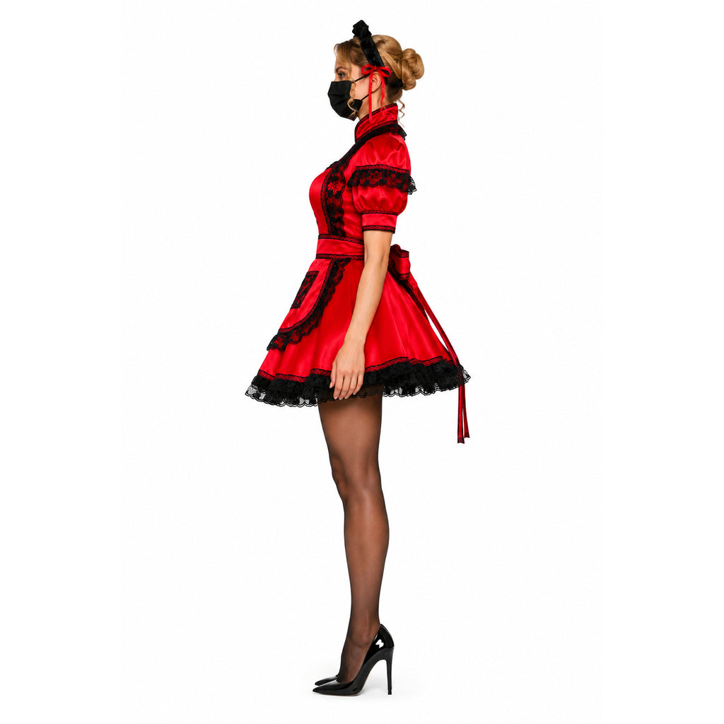 rotes Satinkleid G508