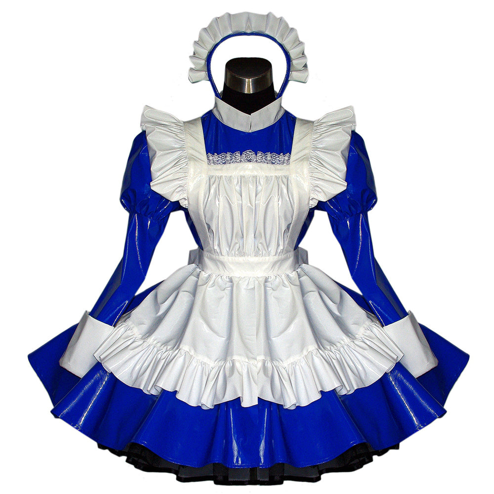 blaues enges PVC-Kleid G509