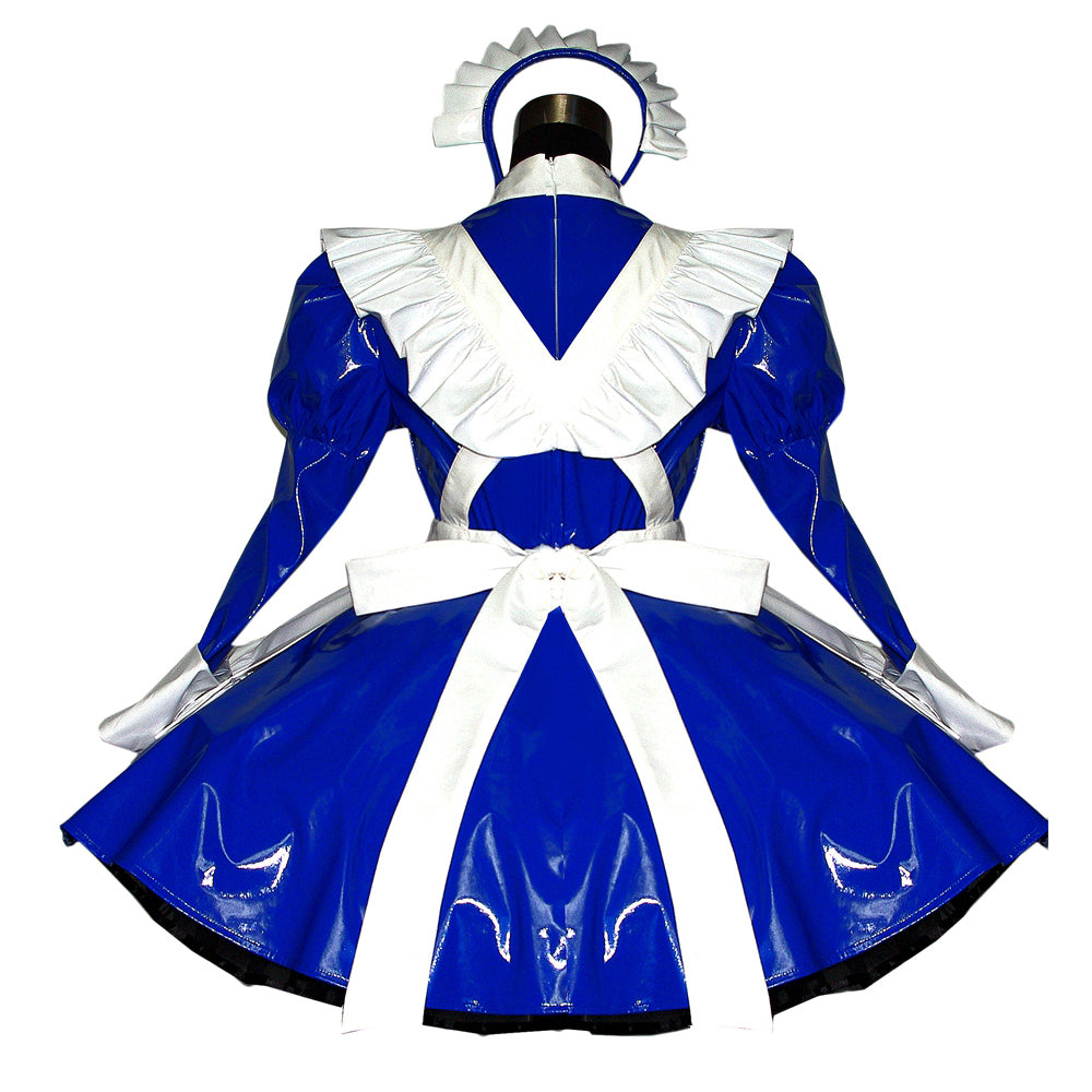 blaues enges PVC-Kleid G509