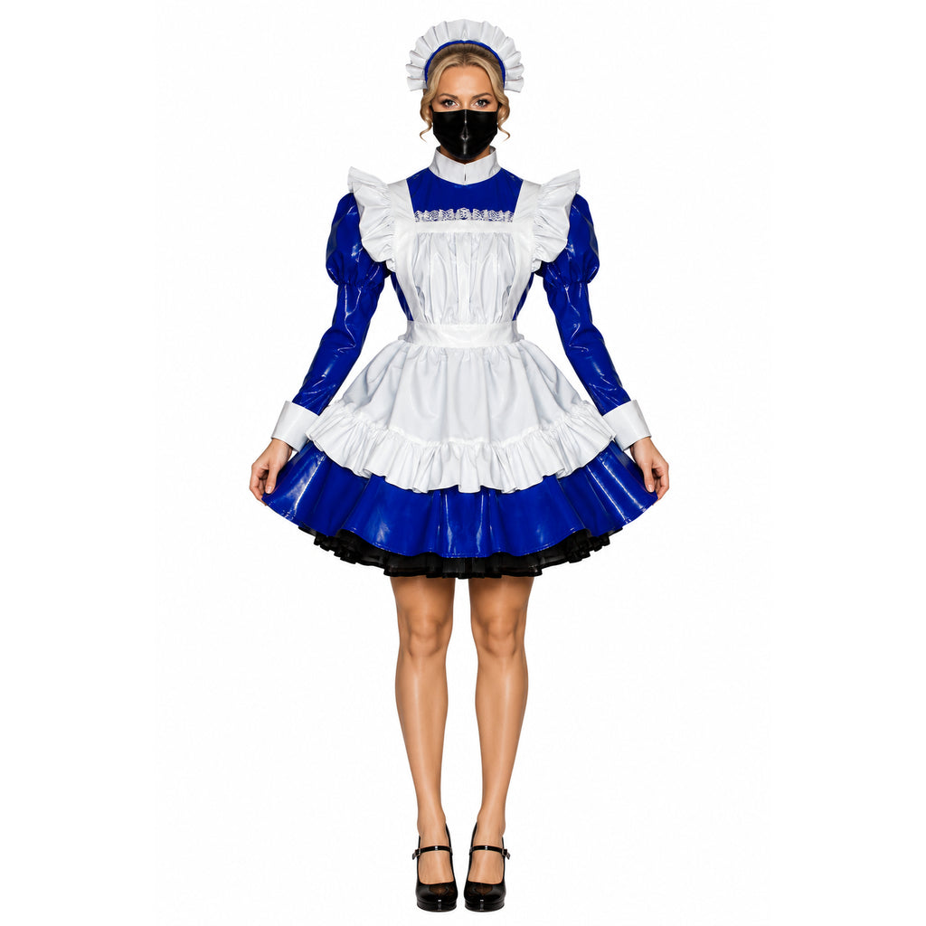 blaues enges PVC-Kleid G509