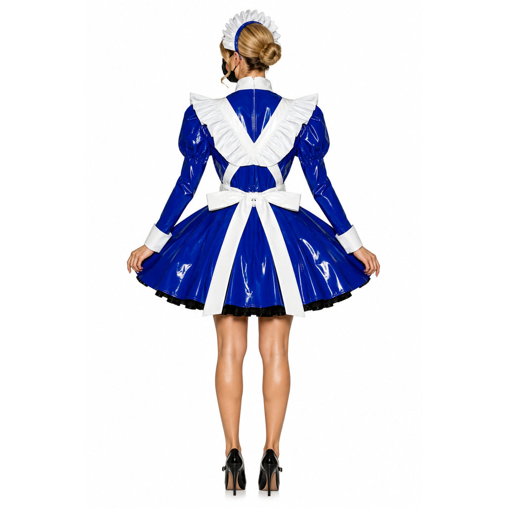 blaues enges PVC-Kleid G509