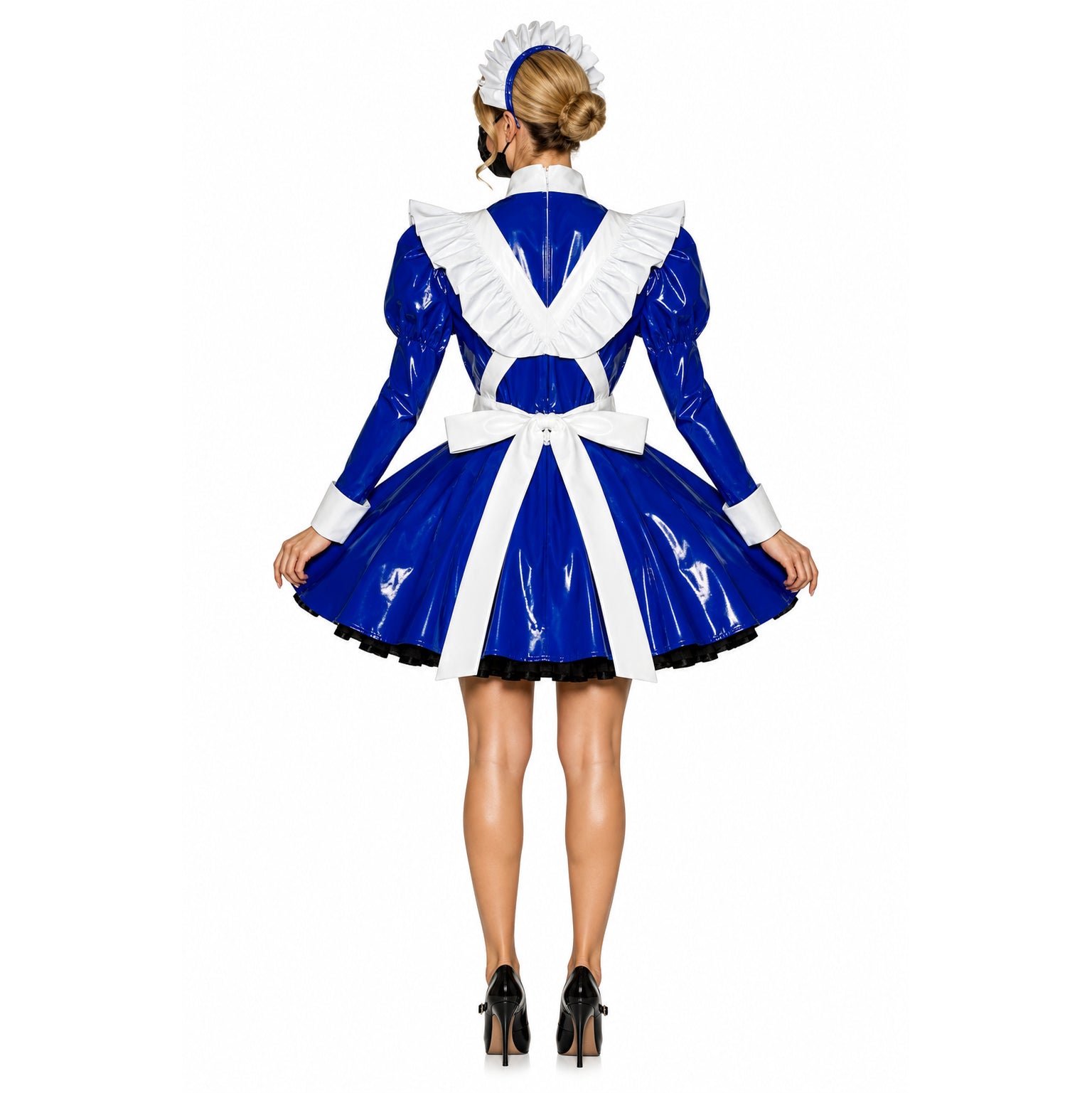 blaues enges PVC-Kleid G509
