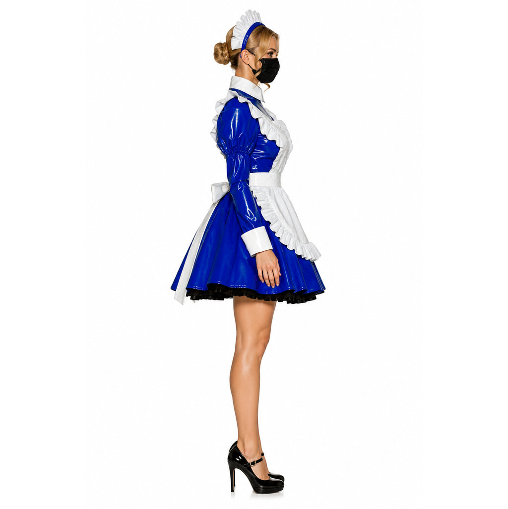 blaues enges PVC-Kleid G509