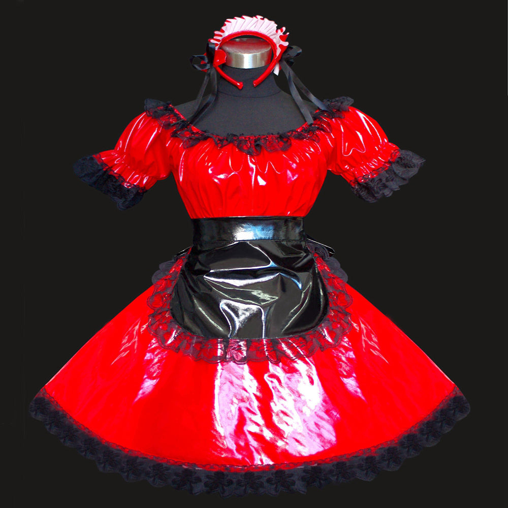 rotes, dünnes PVC-Kleid G510