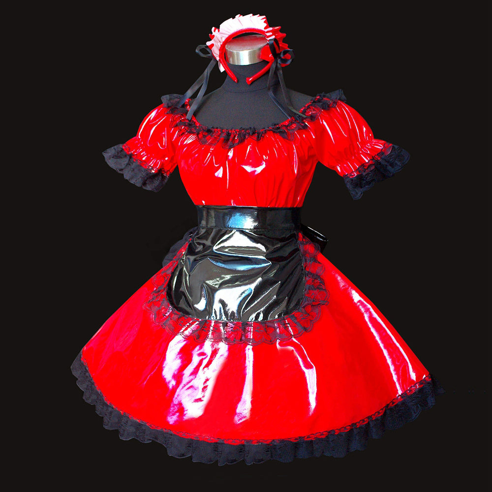 rotes, dünnes PVC-Kleid G510
