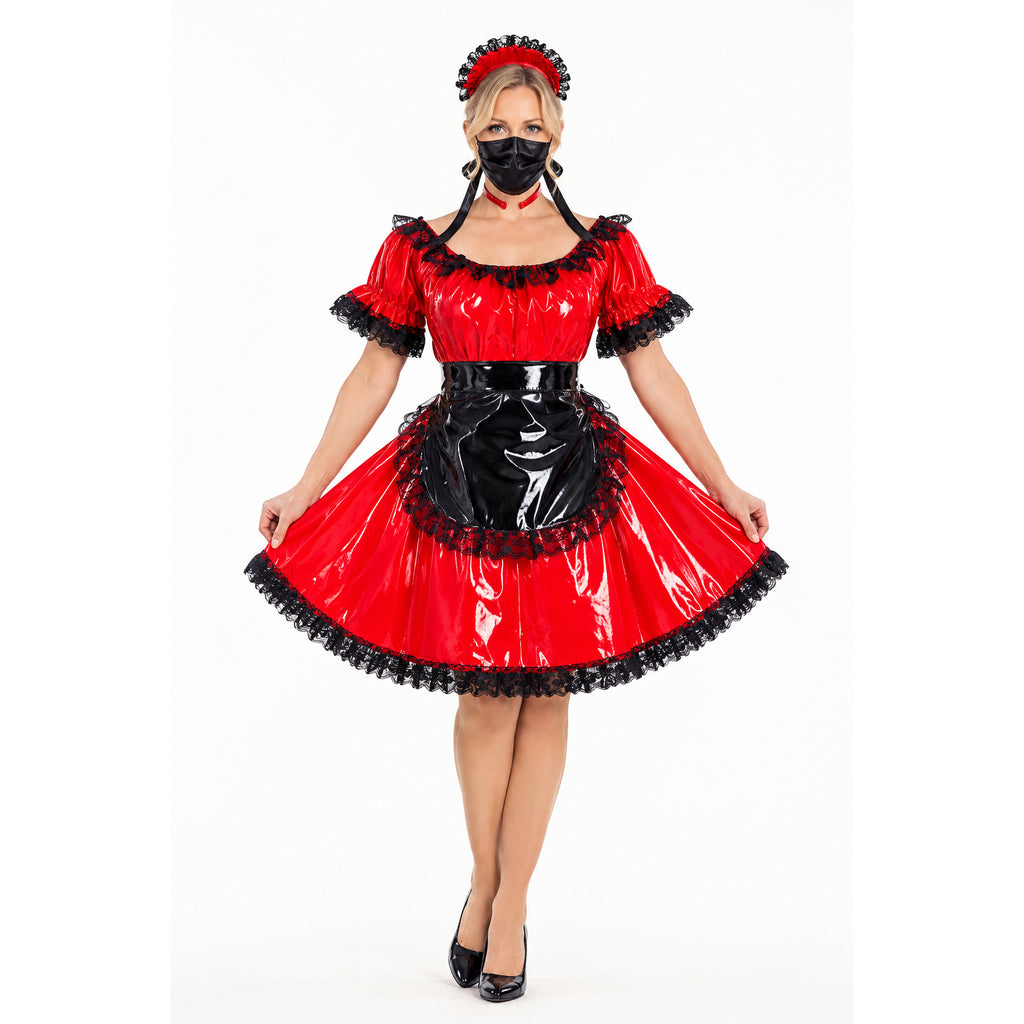 rotes, dünnes PVC-Kleid G510