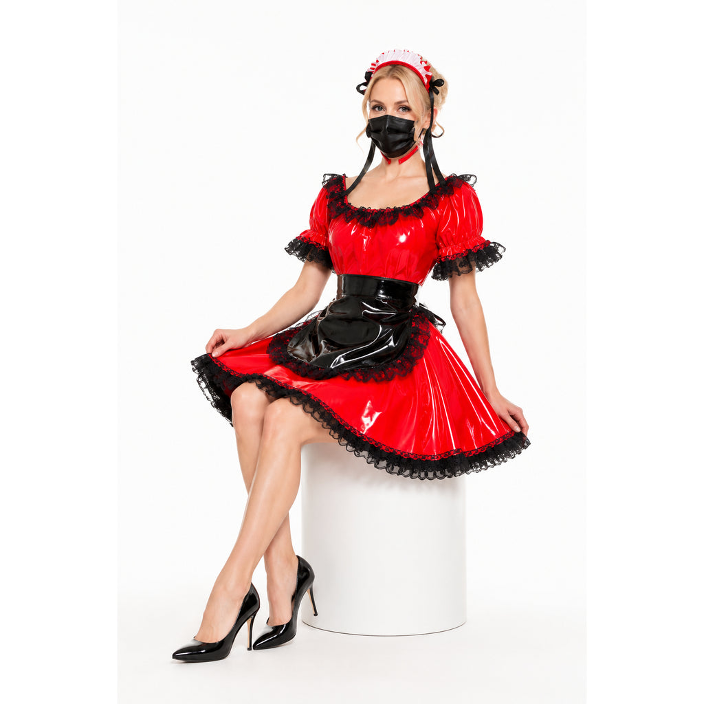 rotes, dünnes PVC-Kleid G510