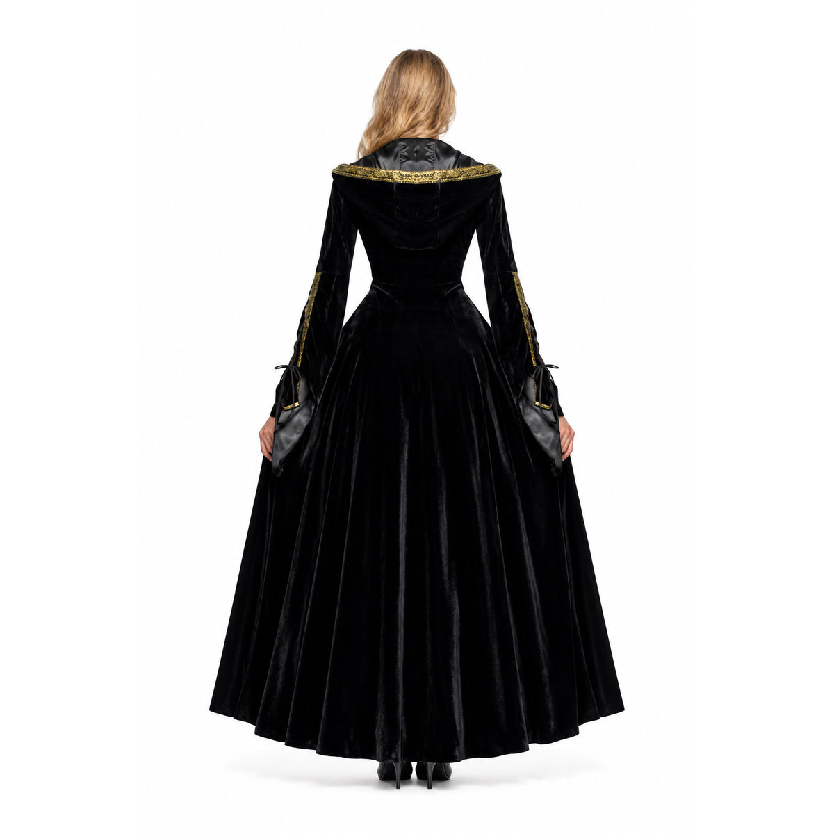 Hooded Gothic Red and Black Medieval Dress G517