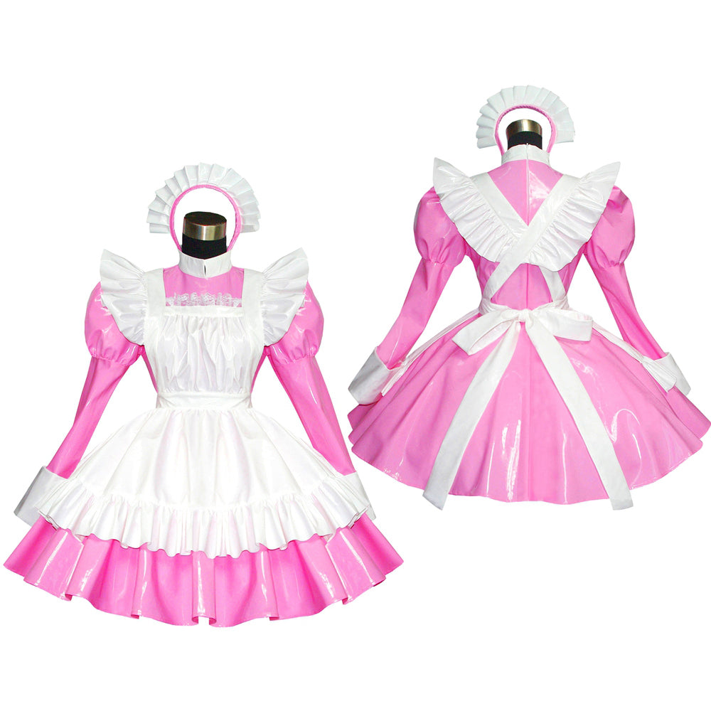 pinkes dünnes PVC-Kleid G519