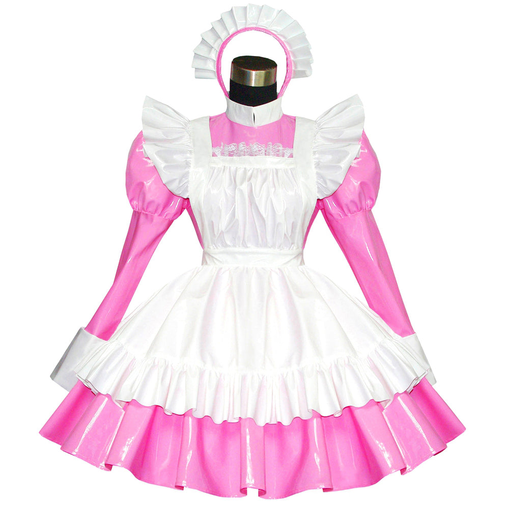 pinkes dünnes PVC-Kleid G519