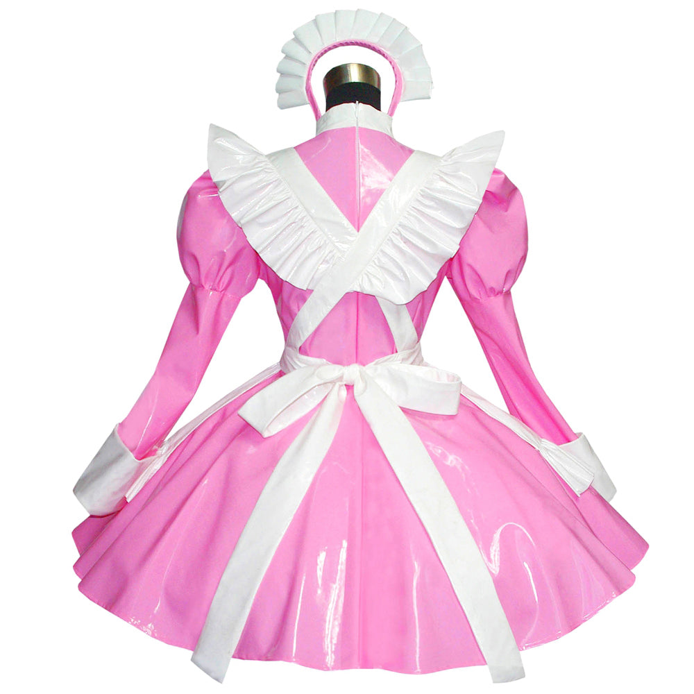 pinkes dünnes PVC-Kleid G519