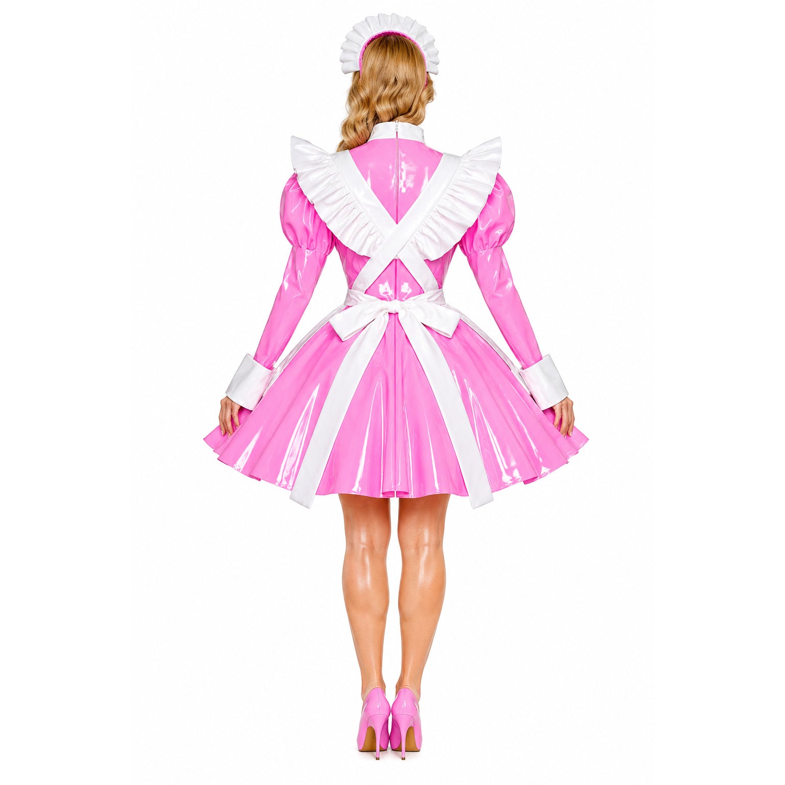 pinkes dünnes PVC-Kleid G519
