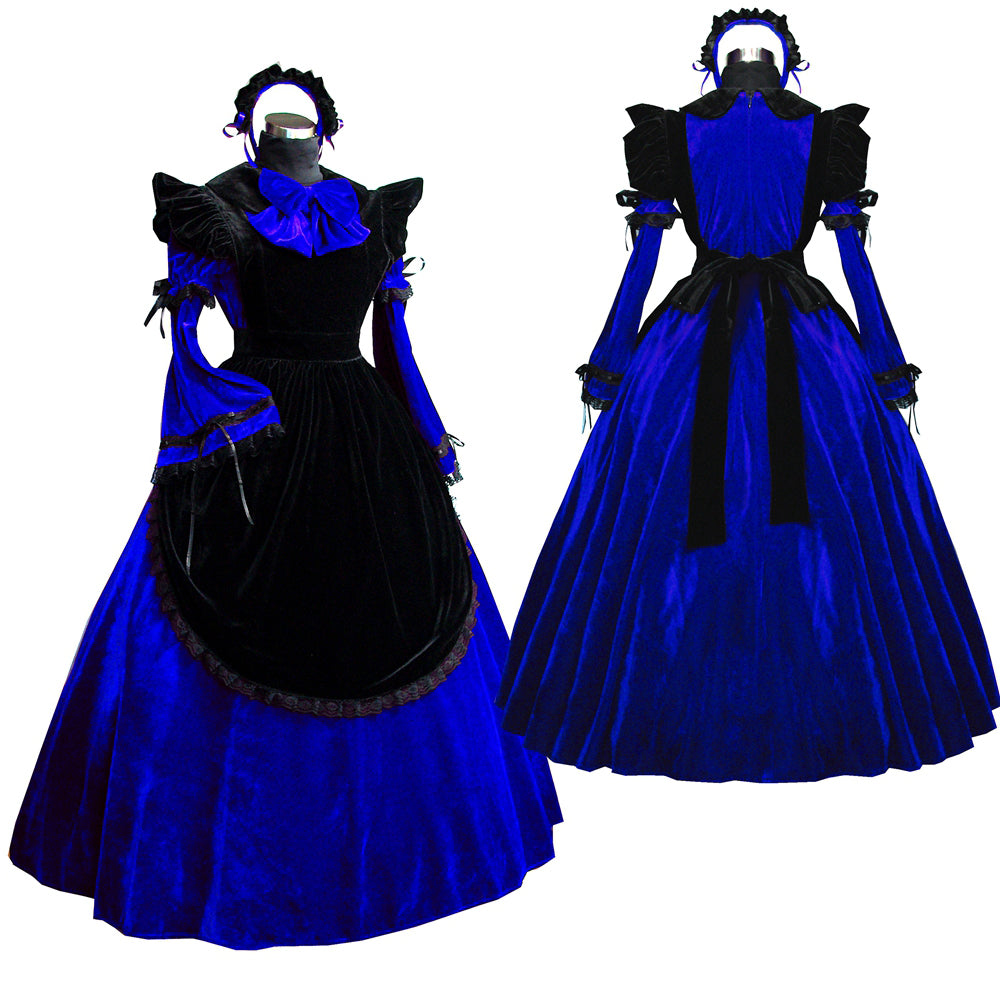 blaues Samtkleid G521