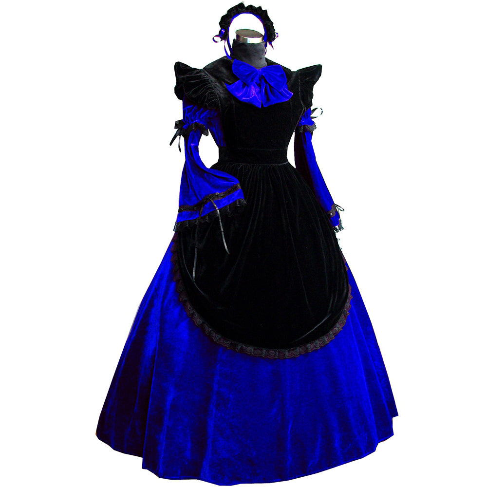 blaues Samtkleid G521