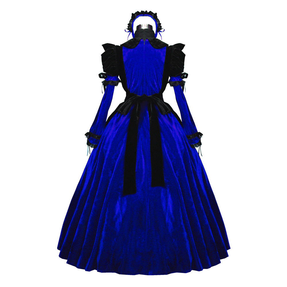 blaues Samtkleid G521