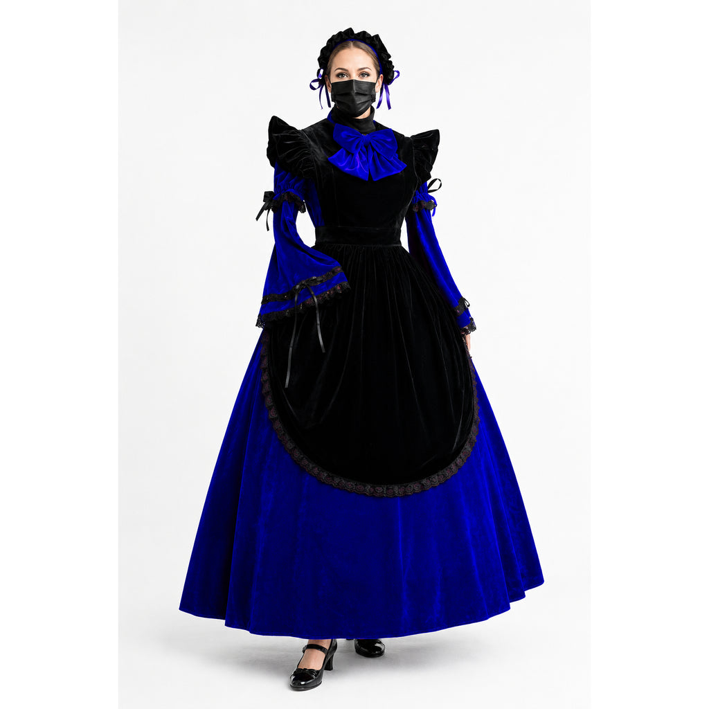 blaues Samtkleid G521